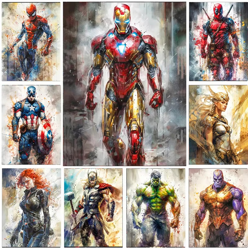 Marvel Diamond Painting Kits Avengers Mosaic Rhinestones Painting Superhero Spiderman 5D Full Diamond Embroidery Home Decor Gift