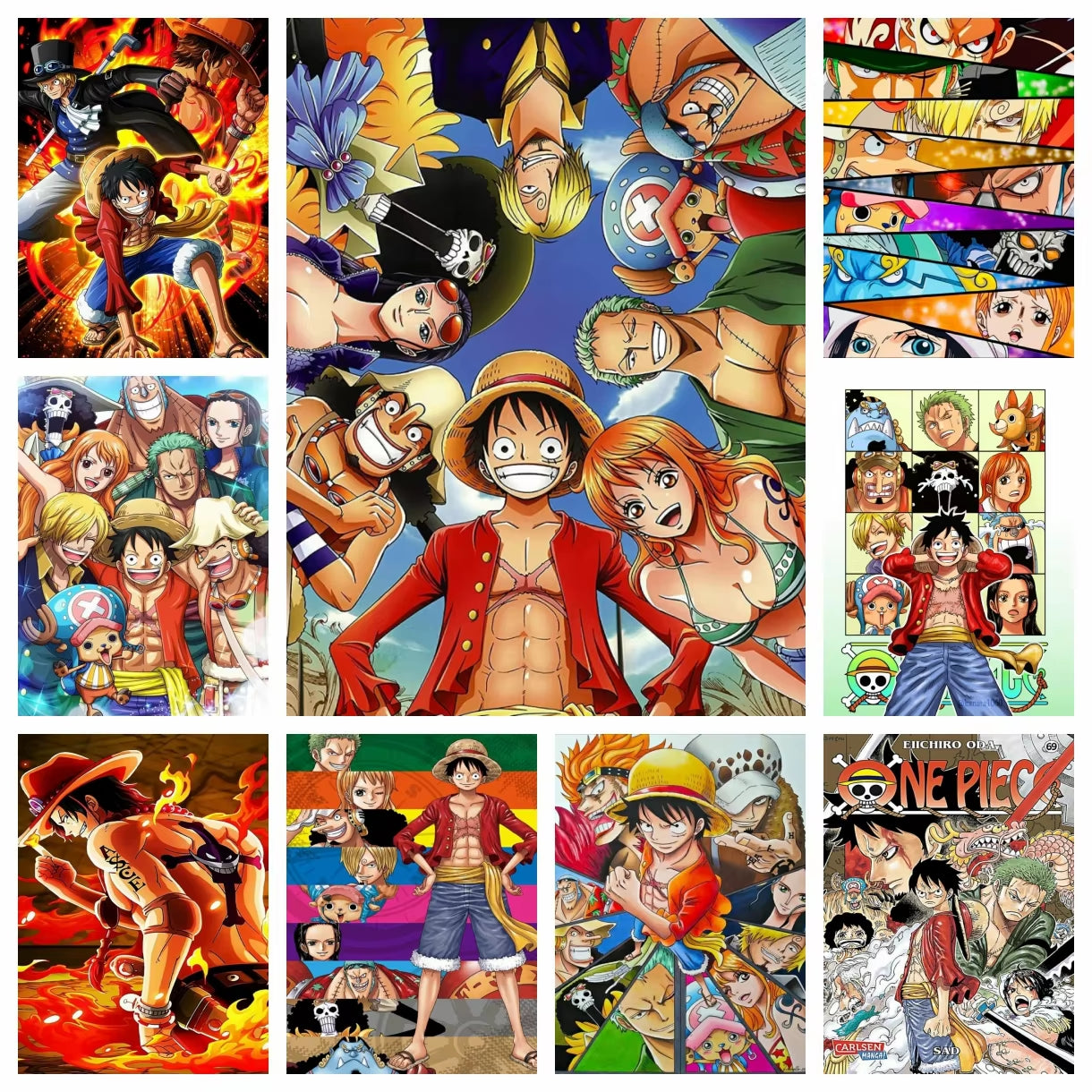 One Piece Luffy 5D DIY Diamond Painting Cross Stitch Japan Cartoon Art Mosaic round Embroidery Home Decor Kids Gift