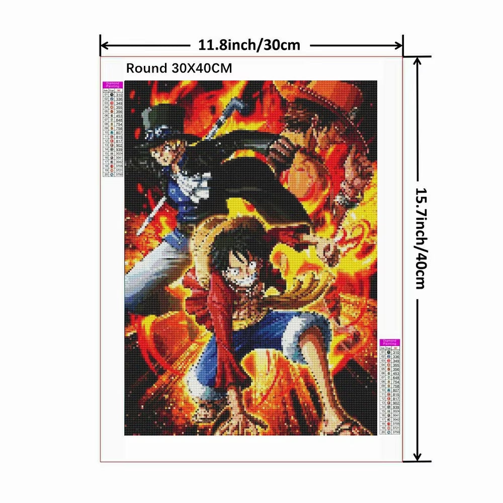 One Piece Luffy 5D DIY Diamond Painting Cross Stitch Japan Cartoon Art Mosaic round Embroidery Home Decor Kids Gift